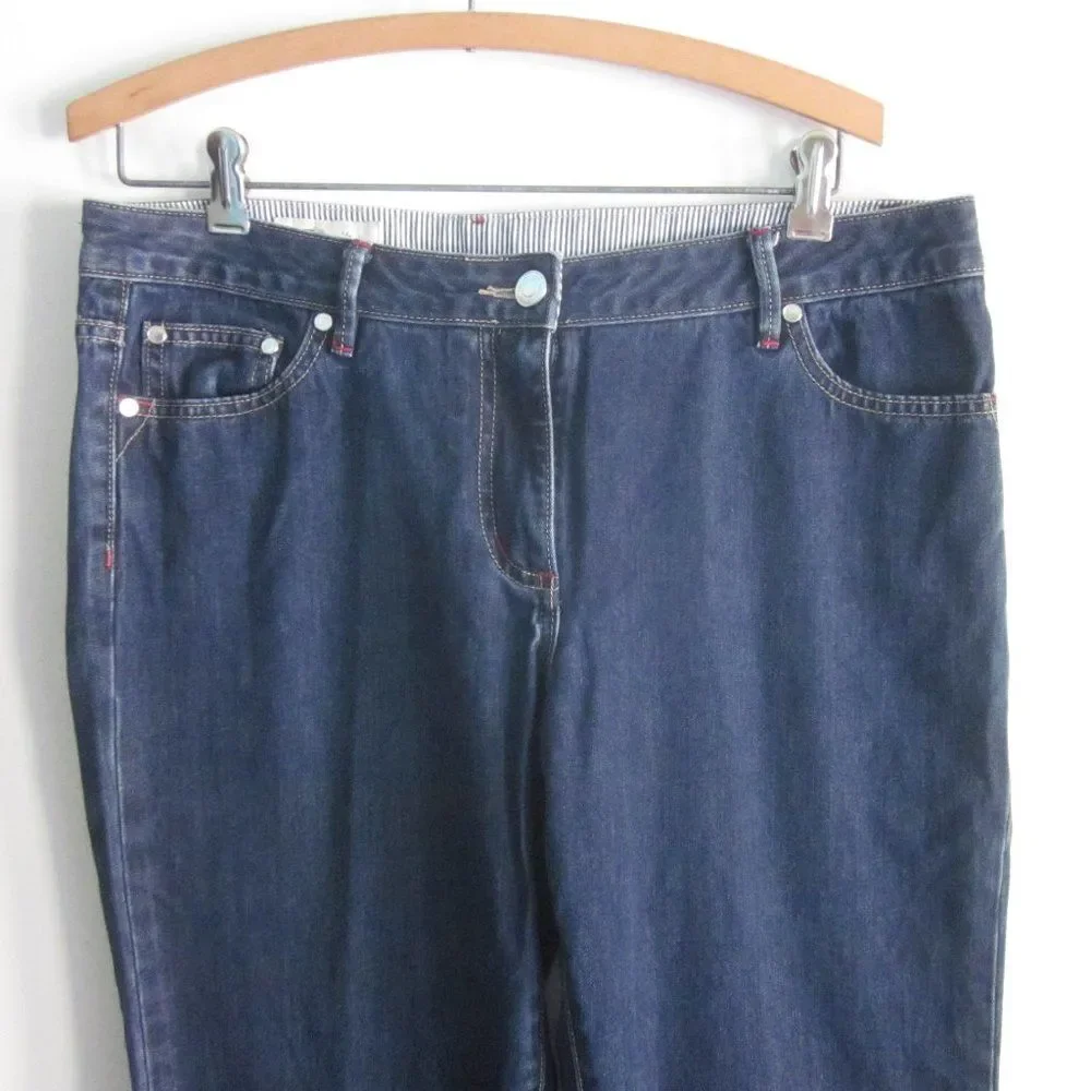 Faconnable Womens Size 10 Cropped Dark Denim Jeans Straight Leg 9.5